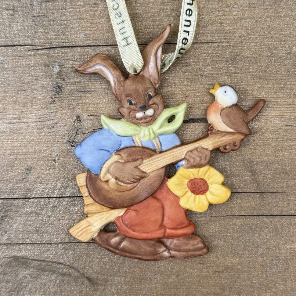 Подвес Hutschenreuther Hasenfamilie 8 см бисквитный фарфор Германия        