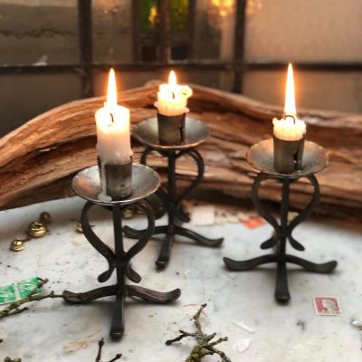 Подсвечник на одну свечу оловянный