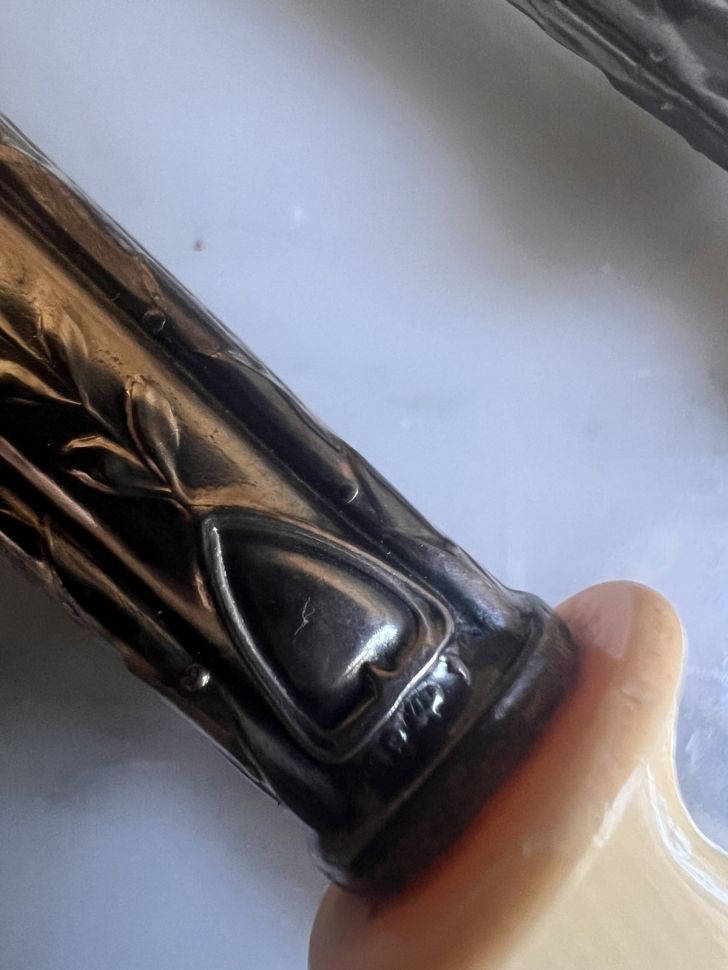 Ложка и вилка набор сервировочный 32 см серебро Италия