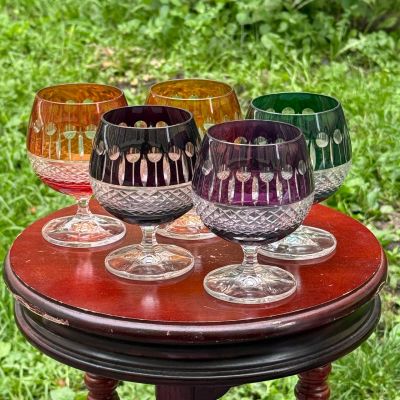 Бокал для коньяка 300 мл набор 5 шт цветной хрусталь Германия