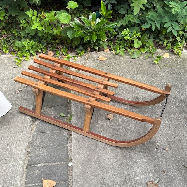 Сани деревянные Голландия винтажные настоящие для новогодней елки 