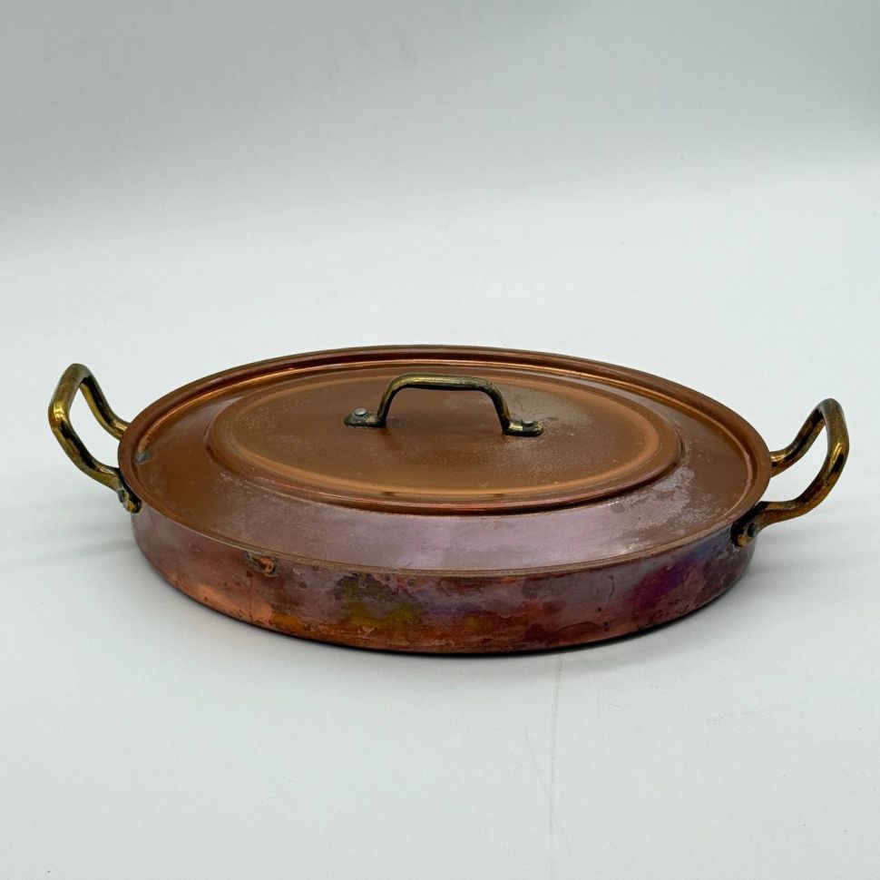 Овальная форма 35 см для запекания с крышкой медь латунь