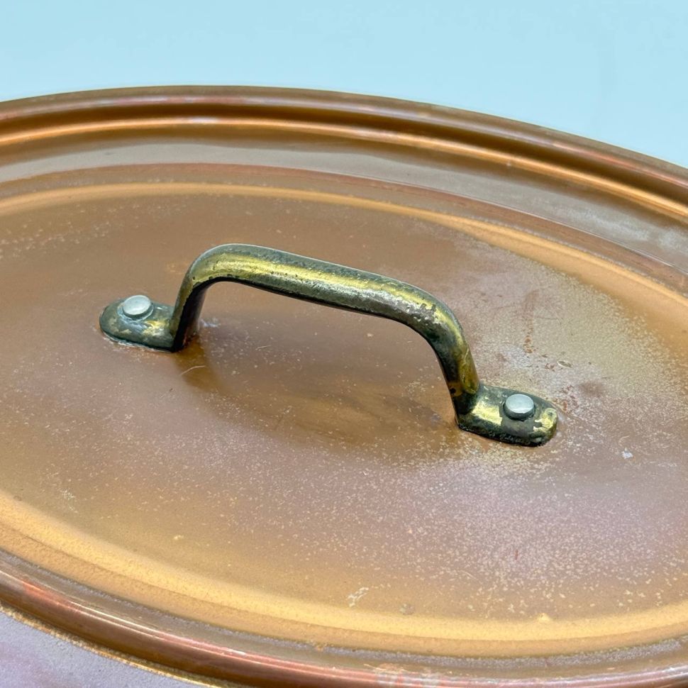 Овальная форма 35 см для запекания с крышкой медь латунь