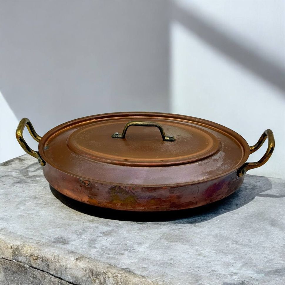 Овальная форма 35 см для запекания с крышкой медь латунь
