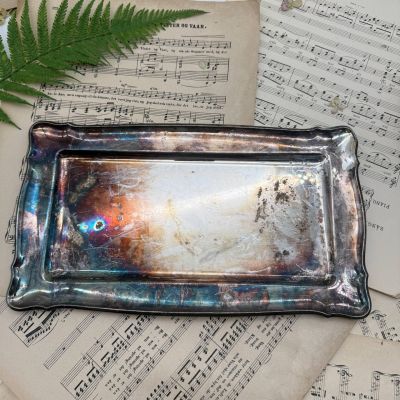 Блюдо поднос 33 см мельхиор патина