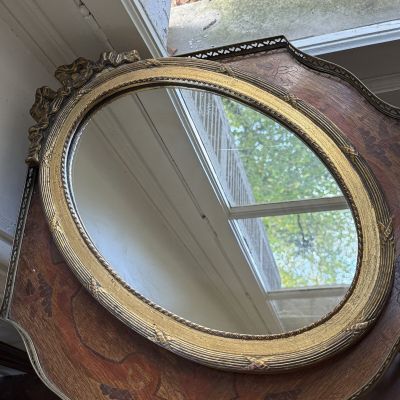 Зеркало овальное 51см в деревянной раме Франция