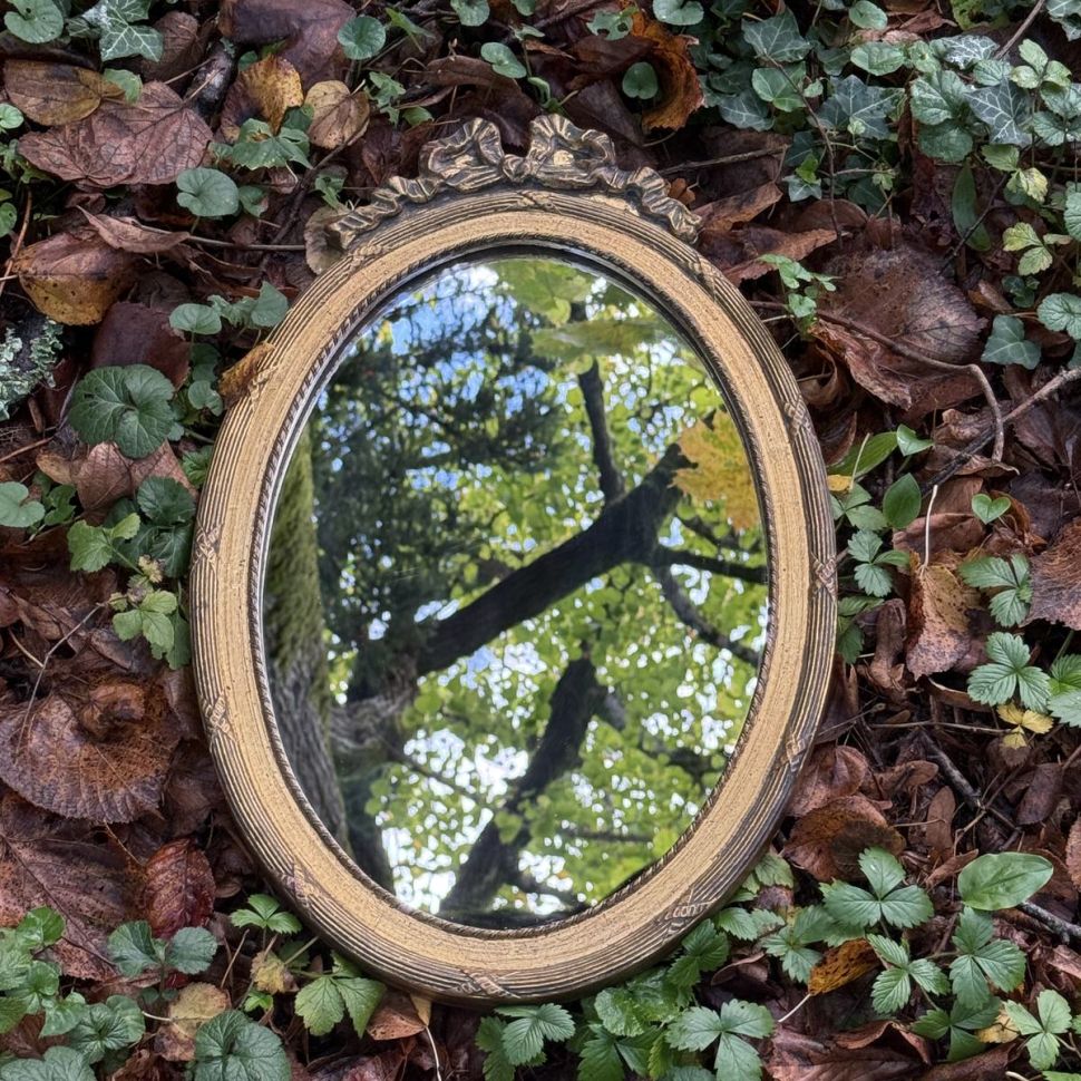 Зеркало овальное 51см в деревянной раме Франция