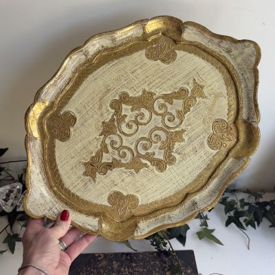 Поднос флорентийский 42 см золотой дерево Италия