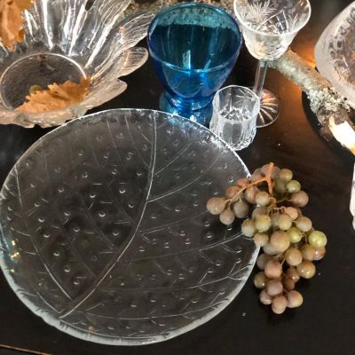 Тарелка глубокая 26 см Лист веточки хрусталь Швеция