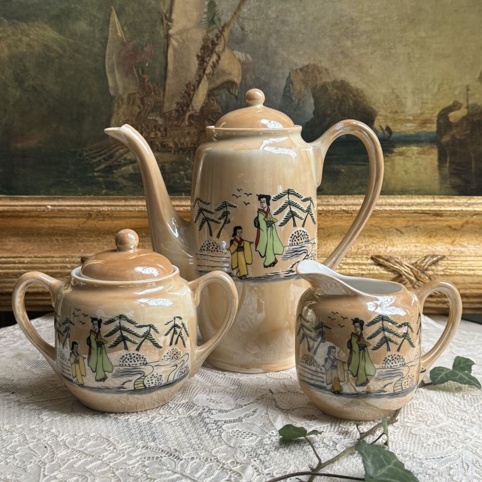 Кофейная пара Гейши 120 мл фарфор литофания Япония