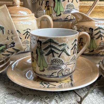 Кофейная пара Гейши 120 мл фарфор литофания Япония