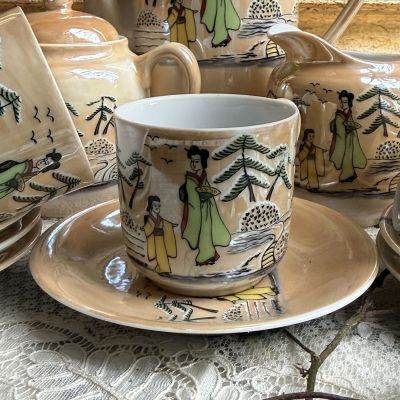 Кофейная пара Гейши 120 мл фарфор литофания Япония