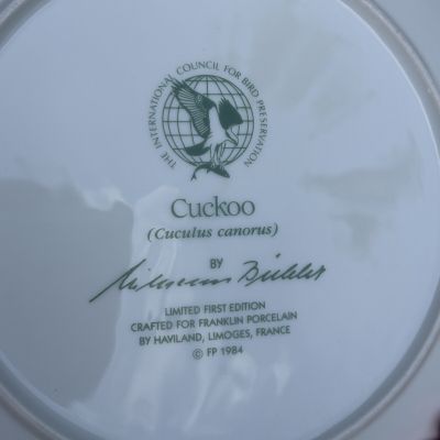 Тарелка Franklin Porcelain Птицы 23 см фарфор Франция 1984 г