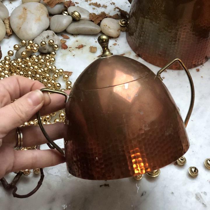 Сахарница с крышкой 11 см медь латунь