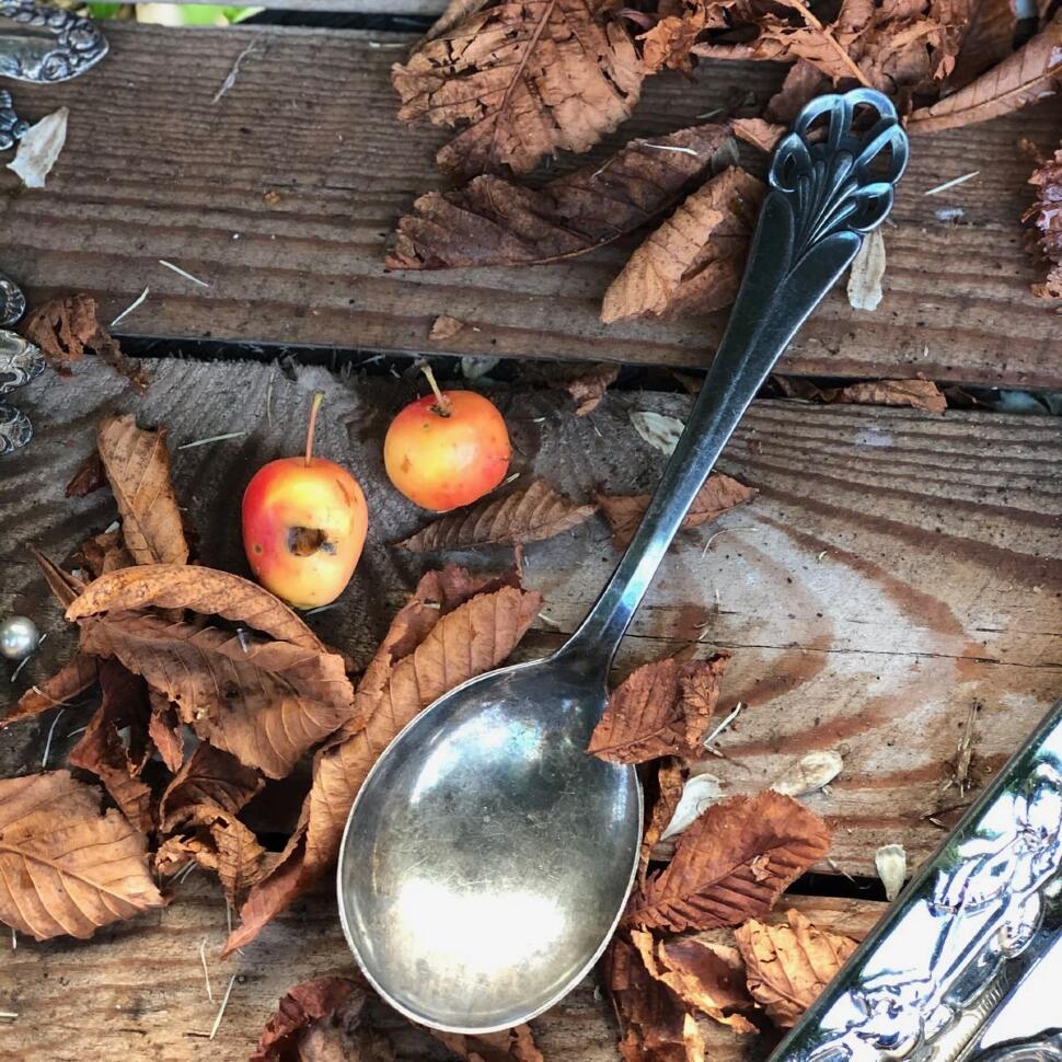 Ложка 21 см ажурный край мельхиор