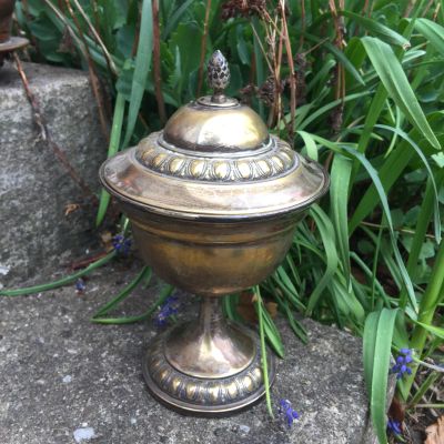 Икорница с крышкой серебрение по латуни