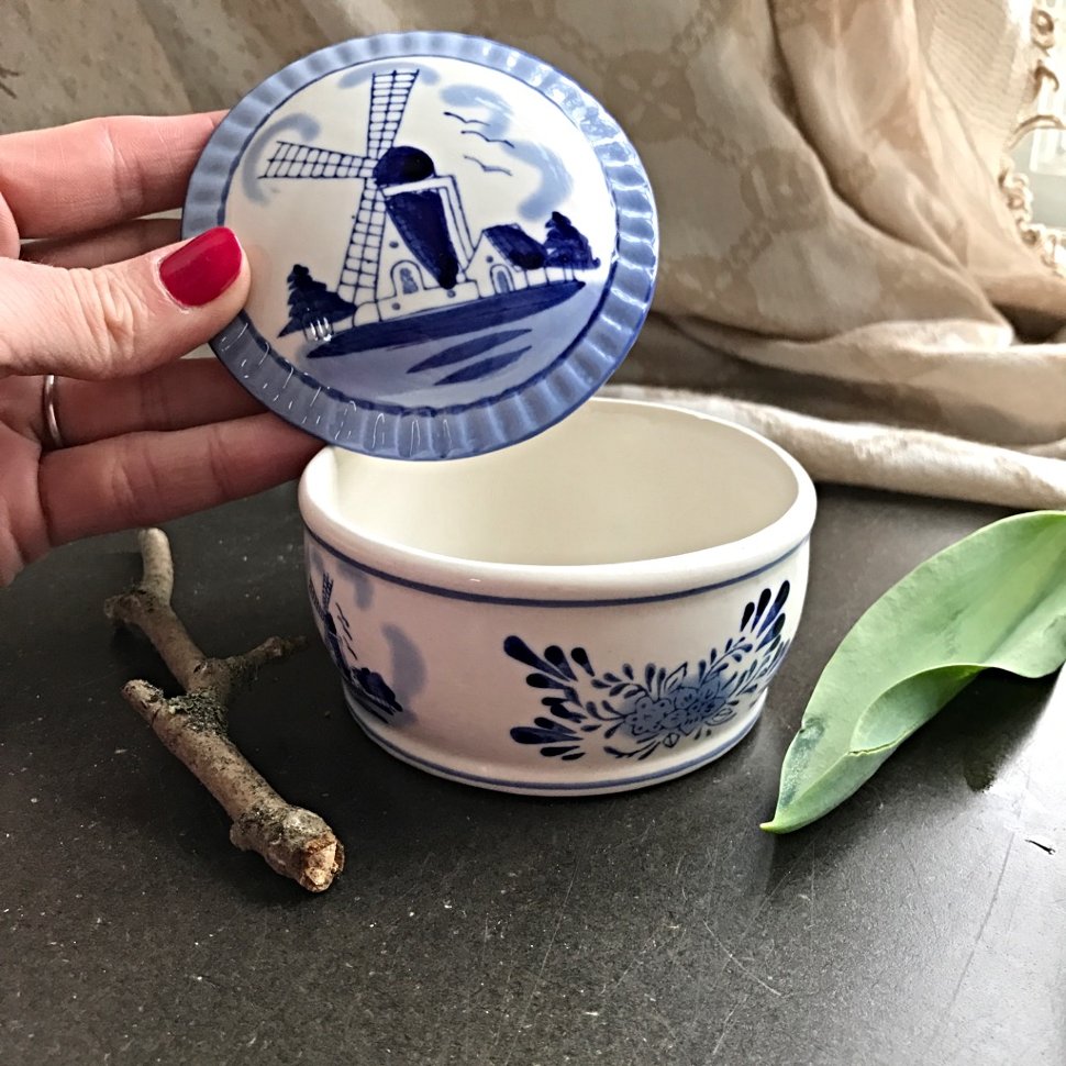 Шкатулка 9 см Мельница Голландия Delft ручная роспись