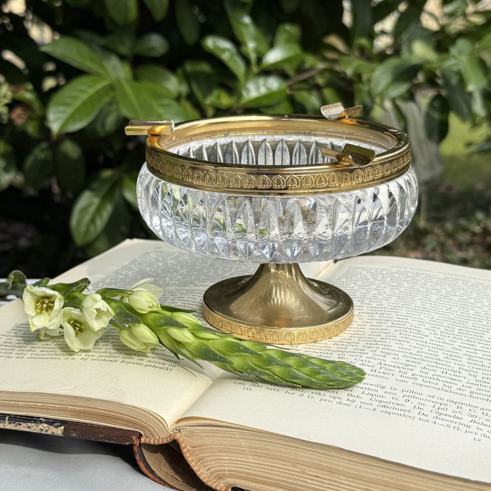 Пепельница на ножке 13 см хрусталь золочение 