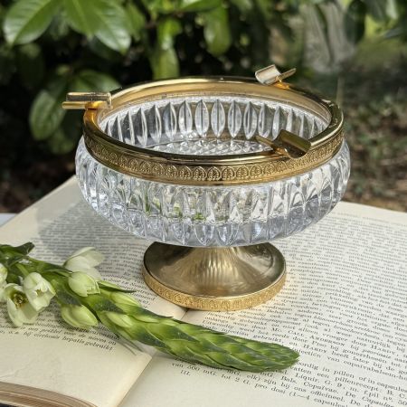 Пепельница на ножке 13 см хрусталь золочение 