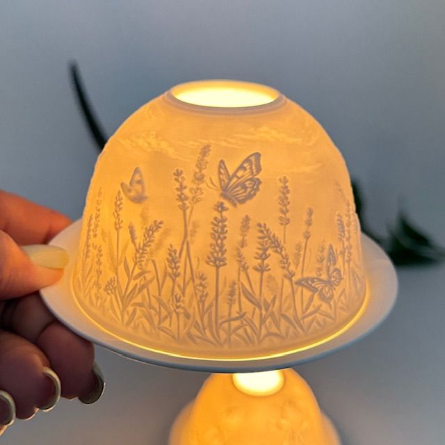 Подсвечник клош Hellmann Versand Starlight Луговые травы 12 см бисквитный фарфор Германия     