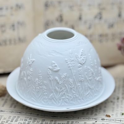 Подсвечник клош Hellmann Versand Starlight Луговые травы 12 см бисквитный фарфор Германия     