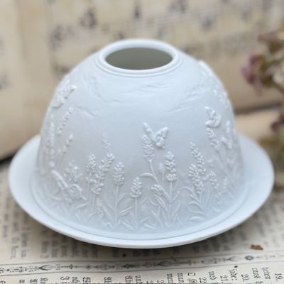 Подсвечник клош Hellmann Versand Starlight Луговые травы 12 см бисквитный фарфор Германия     