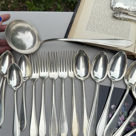 Ложка вилка салатные Лепесток набор 23 см Gero 90 серебрение       