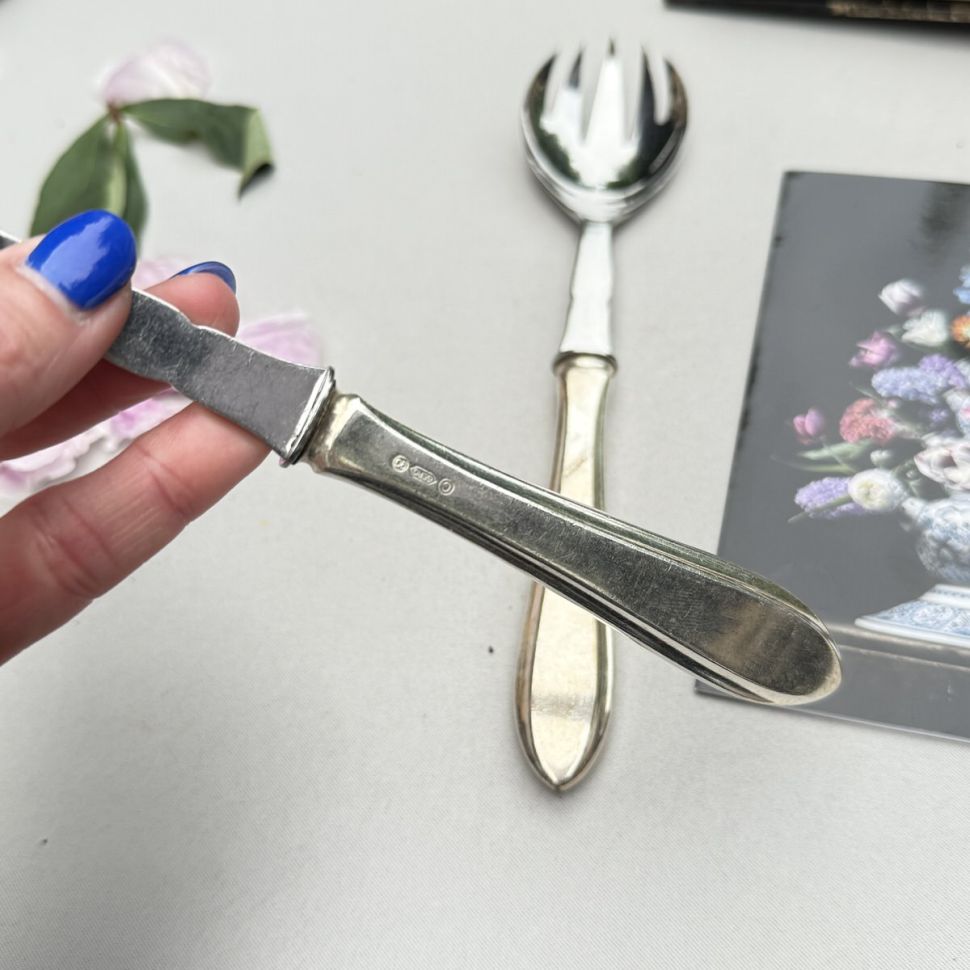 Ложка вилка салатные Лепесток набор 23 см Gero 90 серебрение       