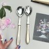 Ложка вилка салатные Лепесток набор 23 см Gero 90 серебрение       