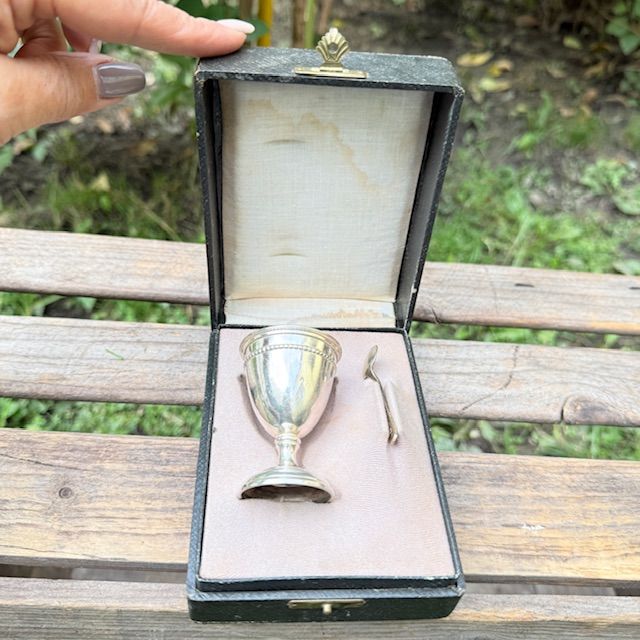 Подставка для яйца с ложкой набор серебрение Нидерланды