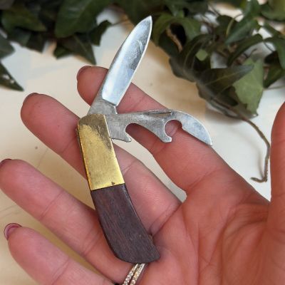 Нож перочинный 10 см сталь латунь дерево 