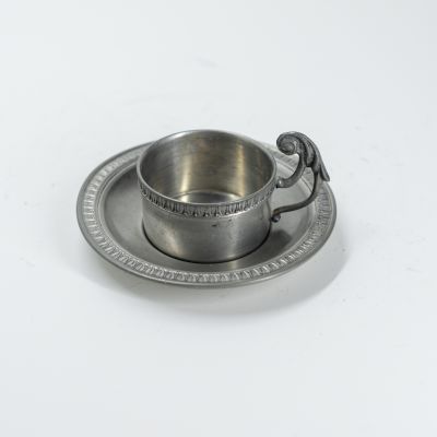 Подстаканник с блюдцем, олово