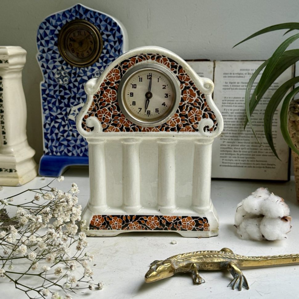 Часы настольные Ардеко 19 см фарфор реставрация основания