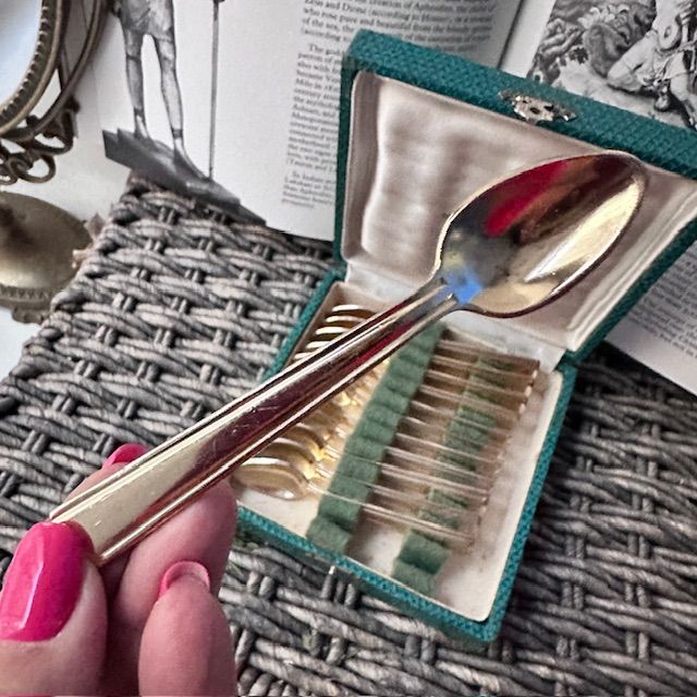 Ложка кофейная Maison Provost 11 см металл золочение Франция