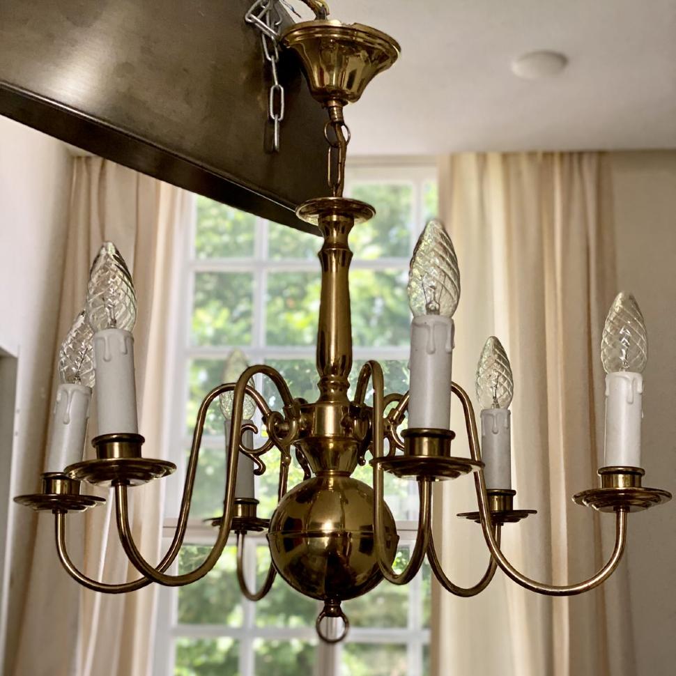 Люстра на 6 ламп Шар латунь Голландия