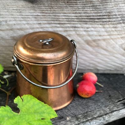 Бидон банка с крышкой и ручкой медь Швеция