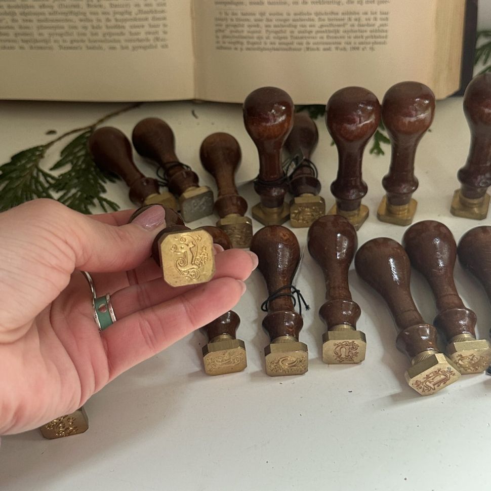 Печать сургучная Литера T дерево латунь 8 см