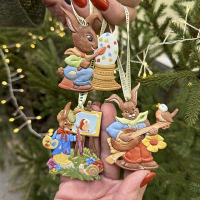 Подвес Hutschenreuther Hasen Lreunde 8 см бисквитный фарфор Германия          