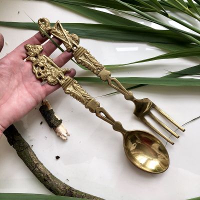 Вилка и ложка декоративные набор латунь Индия