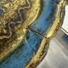 Поднос флорентийский круглый 28 см голубой с золотым дерево       