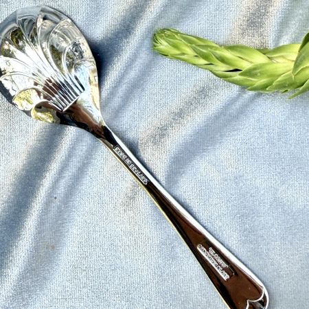Икорница с ложкой 19 см сталь хромирование хрусталь Англия