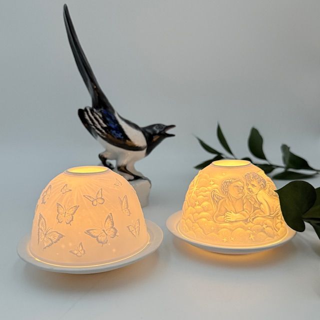 Подсвечник клош Бабочки 12 см бисквитный фарфор Германия