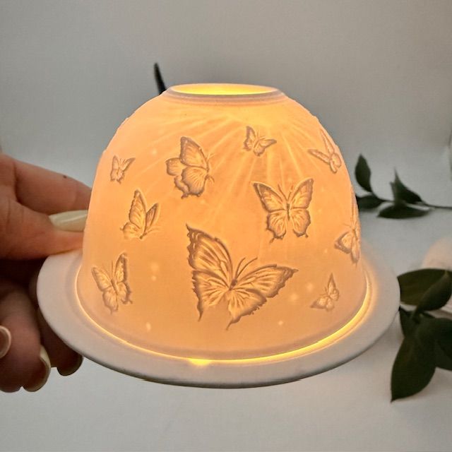 Подсвечник клош Бабочки 12 см бисквитный фарфор Германия