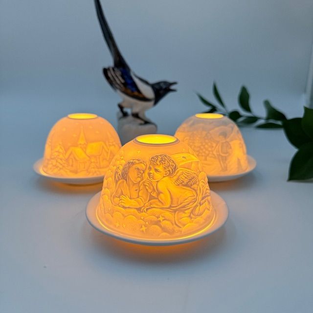 Подсвечник клош Бабочки 12 см бисквитный фарфор Германия