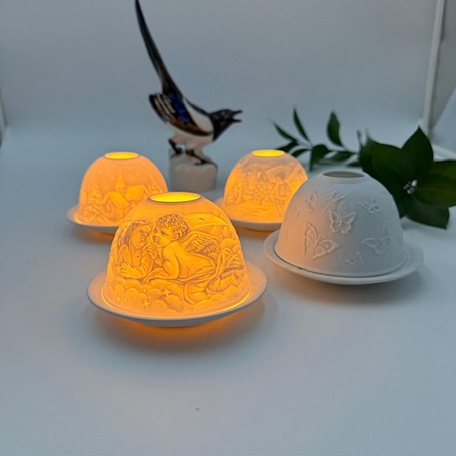 Подсвечник клош Бабочки 12 см бисквитный фарфор Германия