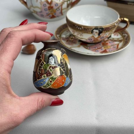 Ваза мини Каннон с бессмертными Satsuma 6 см фарфор Япония  