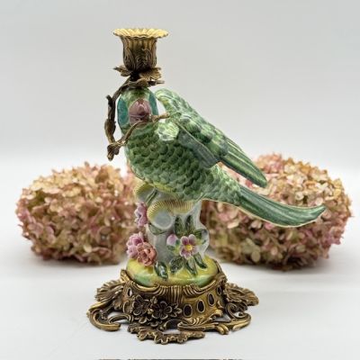 Подсвечник скульптура Попугай 29 см WL 1895 фарфор бронза