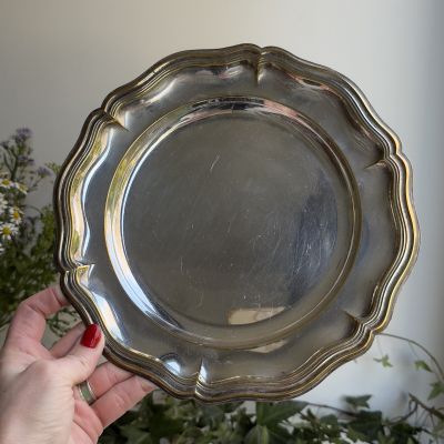 Блюдо поднос Волна 26 см серебрение  латунь