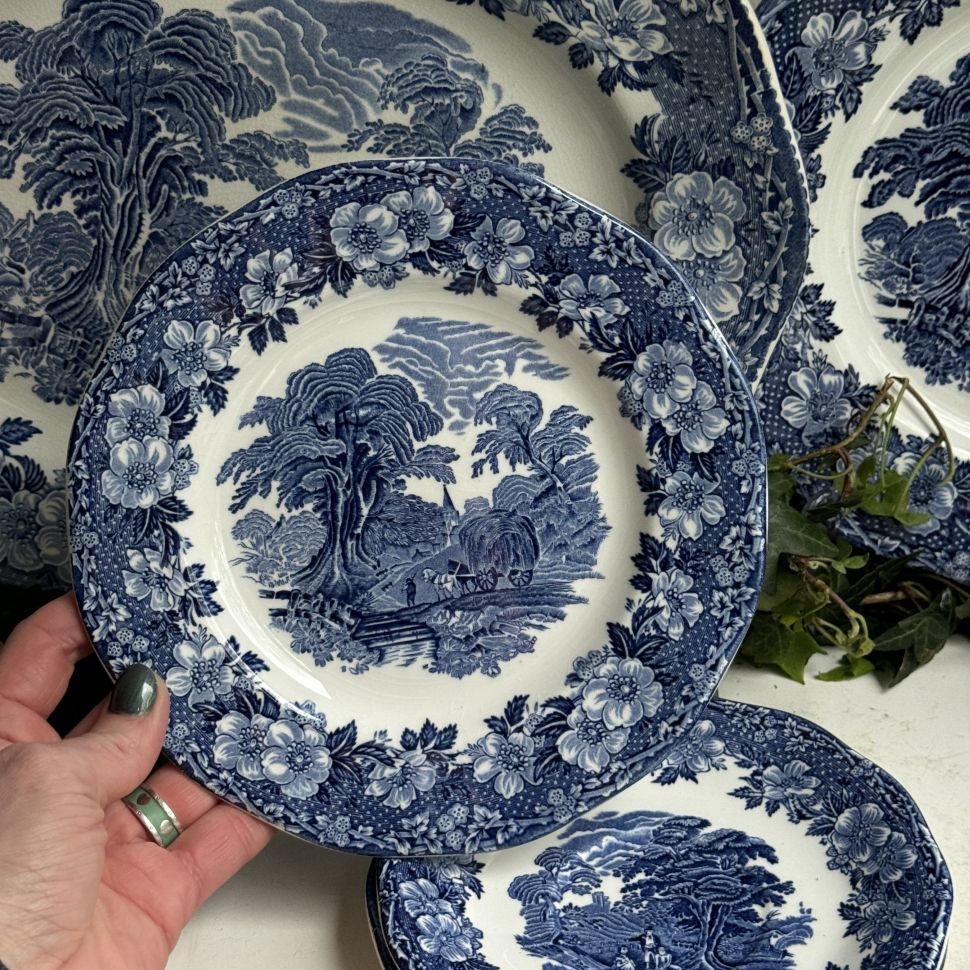 Тарелка Enoch Wedgwood Woodland 20 см Англия синий