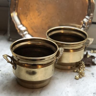 Горшок кашпо латунь с ручками